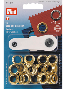 Prym Ösen mit Scheiben 11 mm, Messing
